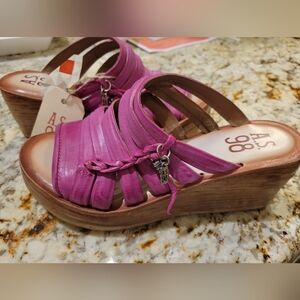 NIB A.S.98 Nichols Pink Slide Wedge Sandals 38